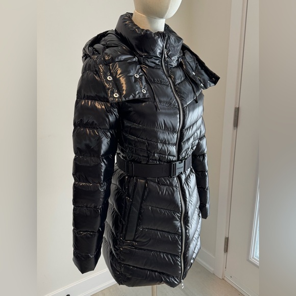 New in Box - RUDSAK Shiny Black Belted Puffer Coat - Picture 3 of 12